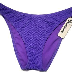 No Boundaries Herringbone Crinkle Cheeky Bikini Bottom Purple Dune - L (12-14)